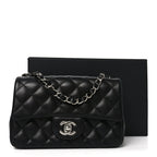 Lambskin Quilted Mini Rectangular Flap Black