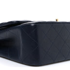 Lambskin Quilted Jumbo Double Flap Navy