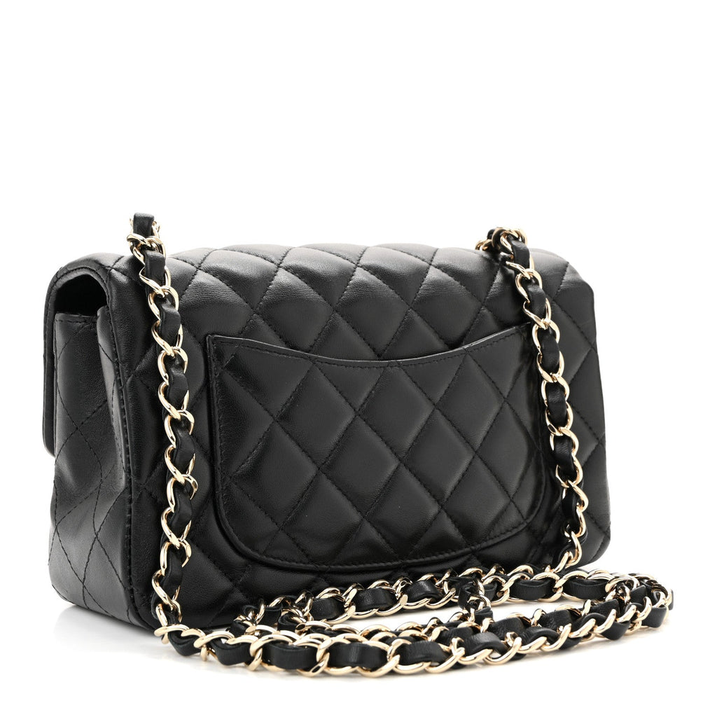 Lambskin Quilted Mini Rectangular Flap Black