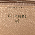 Caviar Quilted Wallet on Chain WOC Beige