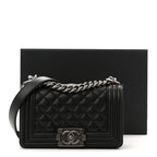 Caviar Quilted Small Boy Flap Black