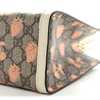 GG Supreme Monogram Berry Textured Dollar Calfskin Small Padlock Tote Beige Ebony Light Copper Mystic White