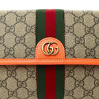 GG Supreme Monogram Web Small Ophidia Belt Bag Beige Ebony Orange Fluo