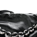 Patent Lambskin Donut Chain Large Flamenco Knot Clutch Black
