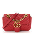 Calfskin Matelasse Mini GG Marmont Shoulder Bag Hibiscus Red