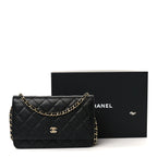 Caviar Quilted Wallet on Chain WOC Black