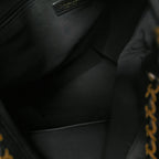 Suede Shiny Lambskin Quilted Large Shopping Bag Beige Black