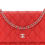Caviar Quilted Wallet on Chain WOC Red