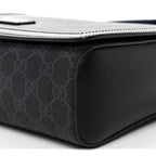 GG Supreme Monogram Appia Calfskin Web Crossbody Bag Black Grey