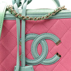 Caviar Quilted Small CC Filigree Vanity Case Pink Green Blue
