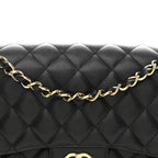 Caviar Quilted Jumbo Double Flap Black