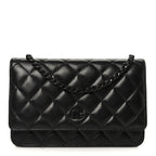 Lambskin Quilted Wallet On Chain WOC So Black