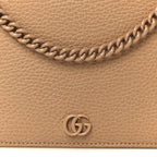 Dollar Calfskin Enamel Monochrome Mini GG Marmont Chain Wallet Camelia