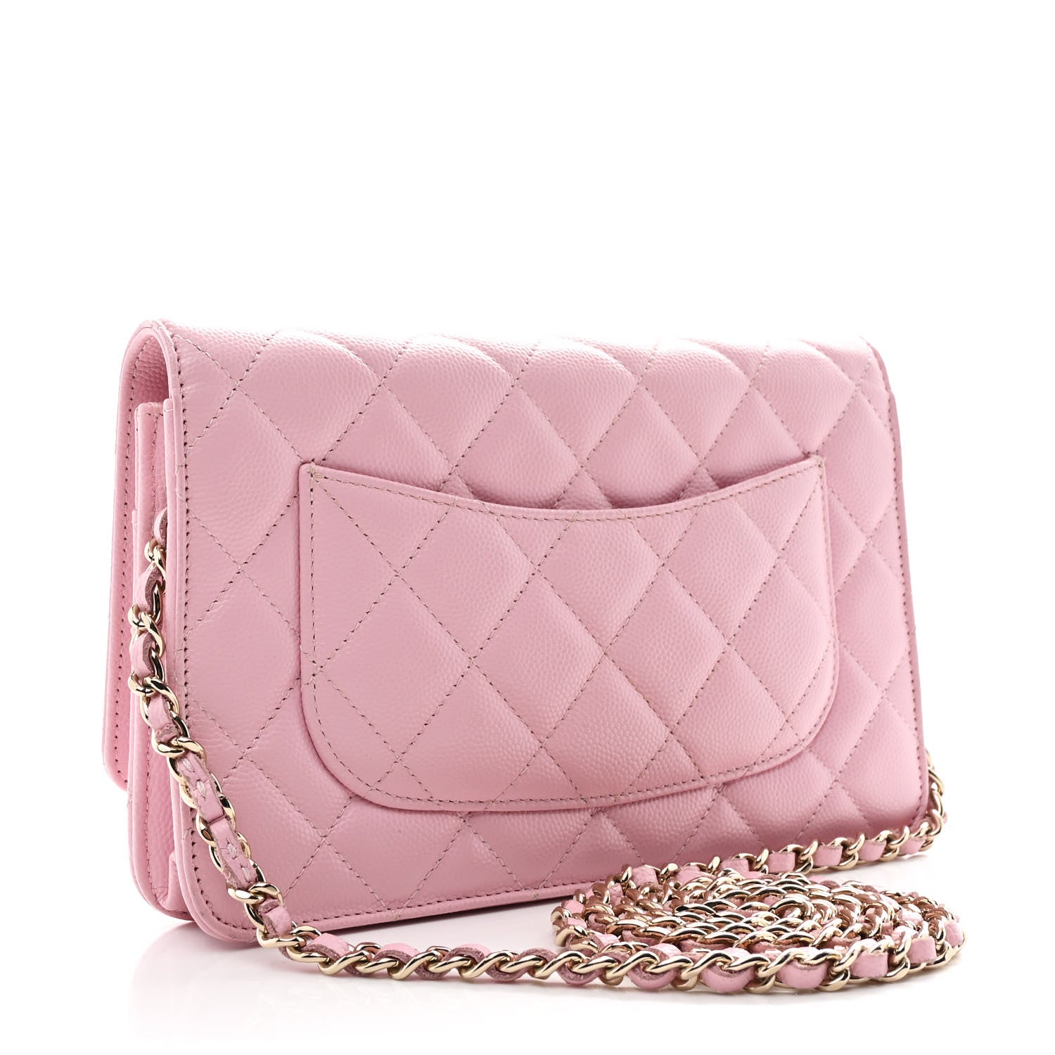 Caviar Quilted Wallet on Chain WOC Light Pink