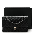 Caviar Quilted Medium Double Flap Black