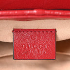Vintage Effect Calfskin Matelasse Diagonal Mini Torchon GG Marmont Top Handle Shoulder Bag Black Romantic Cherry