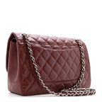 Caviar Quilted Jumbo Double Flap Dark Red
