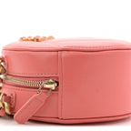 Lambskin Quilted Chanel 19 Round Clutch With Chain Pink