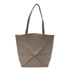 Shiny Calfskin Medium Puzzle Fold Tote Sand