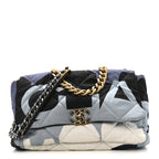 Silk Maxi Scarf Chanel 19 Flap Black Blue White