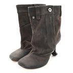 Waxed Suede Toy Ankle Boots 40 Brown