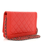 Lambskin Quilted Boy Wallet On Chain WOC Red