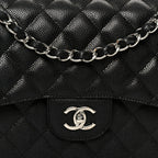 Caviar Quilted Jumbo Double Flap Black