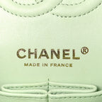 Caviar Quilted Small Double Flap Light Green
