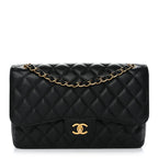 Caviar Quilted Jumbo Double Flap Black