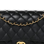 Caviar Quilted Medium Double Flap Black