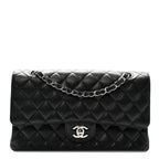 Caviar Quilted Medium Double Flap Black