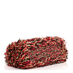 Raffia Fringe Nano Kelly Shopper Red Beige Black