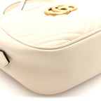 Calfskin Matelasse Small GG Marmont Chain Shoulder Bag White