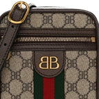 X BALENCIAGA BB Supreme Monogram Web Mini Ophidia Messenger Beige New Acero