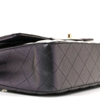 Iridescent Lambskin Quilted Medium Double Flap Black