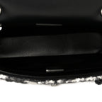 Sequin Camellia Small Single Flap Silver Black