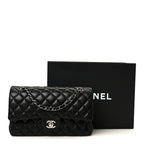 Lambskin Quilted Medium Double Flap Black