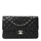 Lambskin Quilted Small Double Flap Black