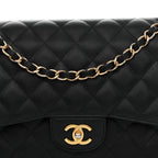 Caviar Quilted Jumbo Double Flap Black