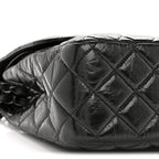 Shiny Crumpled Calfskin Quilted Jumbo Double Flap So Black