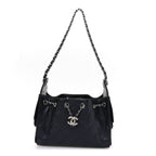 Metallic Caviar Quilted Mini Chanel 25 Handbag Dark Blue