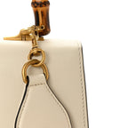 Calfskin Bamboo Web Medium Dionysus Top Handle Bag White Blue Hibiscus Red