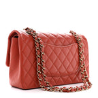 Lambskin Quilted Medium Double Flap Brown