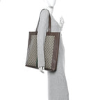 GG Supreme Monogram Web Large Ophidia Vertical Shopping Tote Brown