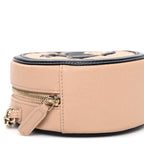 Caviar Quilted Round Filigree Crossbody Beige Black