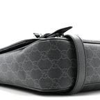 GG Supreme Monogram Textured Dollar Calfskin Retro Interlocking G Flap Messenger Bag Black
