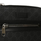 GG Supreme Monogram Web Small Flat Messenger Bag Black Grey