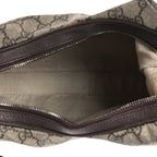 GG Supreme Monogram Textured Calfskin Web Large Attache Shoulder Bag Beige Ebony New Acero