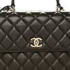 Lambskin Quilted Large Trendy CC Dual Handle Flap Bag Khaki