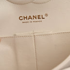 Caviar Quilted Medium Double Flap White